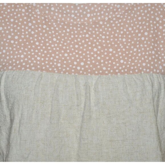 Entro Beige & Pink Cap Sleeve Tiered Blouse Top Size S Striped Polka Dots Cute - Picture 4 of 13
